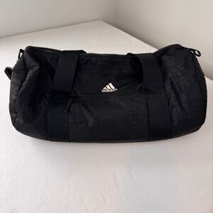 Adidas Black Duffel Bag Gym Travel Overnight Weekender Shoulder Tote Logo
